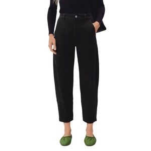 NEW EVERLANE The Utility Barrel Pant High-Rise Crop in Black Size 2